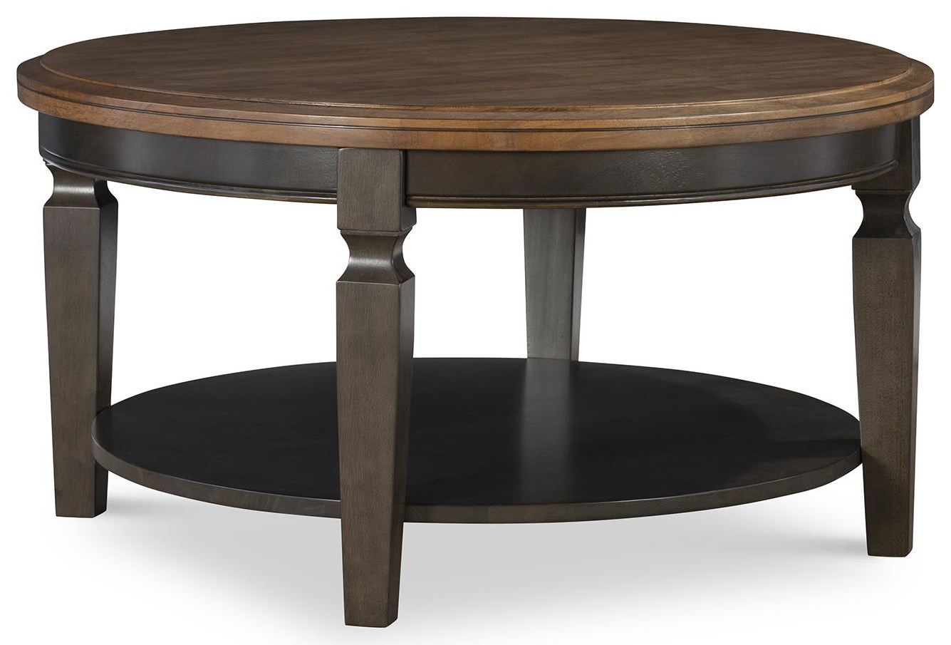 John Thomas Vista Round Coffee Table in Hickory and Coal Finish